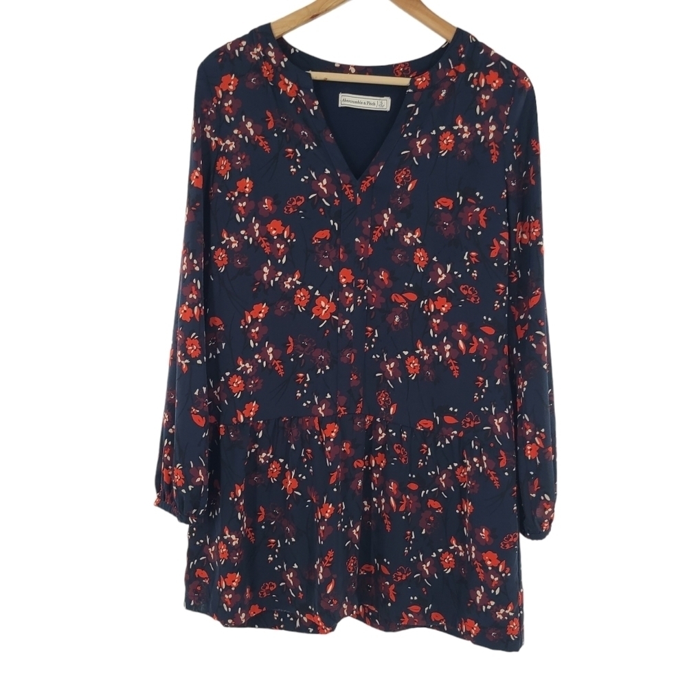 Abercrombie & Fitch Navy Drop Waist Floral Mini‎ Dress Sz Small